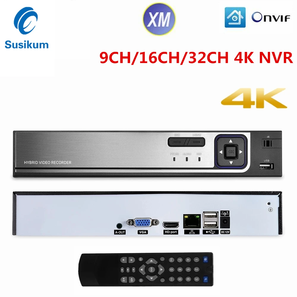 

8MP Network Video Recorder 9CH 16CH 32CH H.265 CCTV NVR XMEye APP P2P ONVIF For 4K IP Camera System