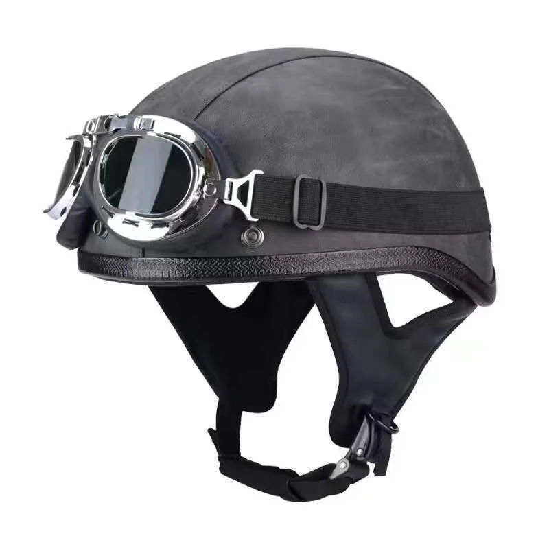 

Motorcycle Helmet Retro Half Helmet German Helicopter Cruiser Helmet Motorcycle Helmet Portable PU Leather Riding Half Helmet
