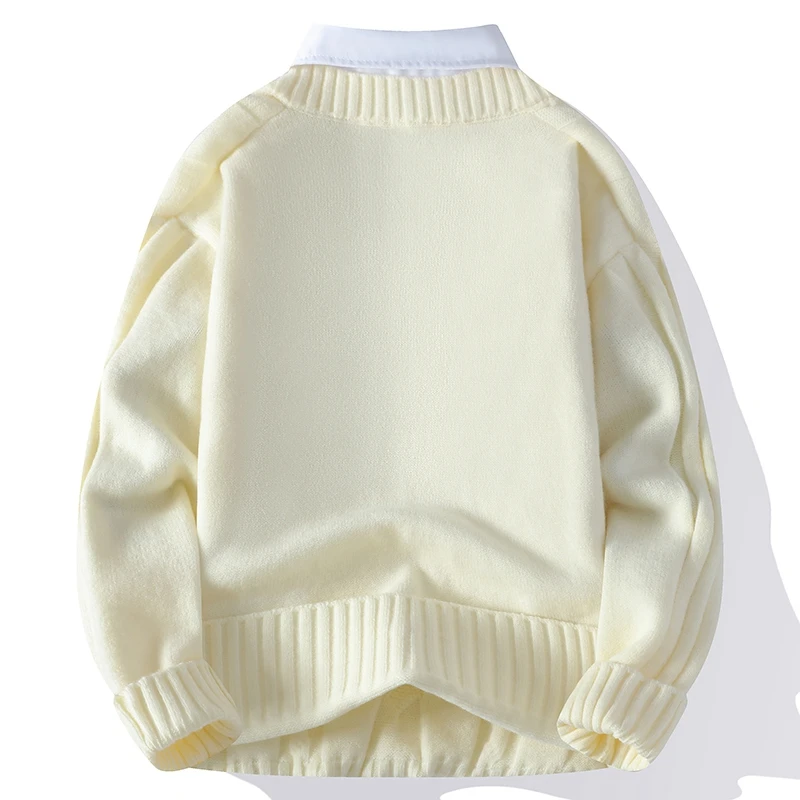 Поддельный двухсекционный свитер с воротником рубашки мужской осенне-зимний