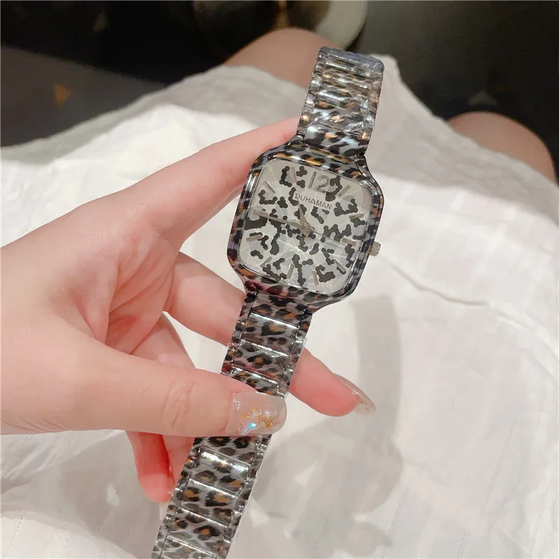 Женские кварцевые часы DUHAMAN модные квадратные повседневные женские золотые