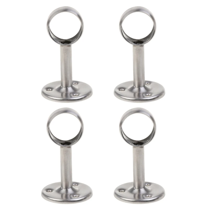 

4Pcs Stainless-Steel Ceiling-Mount Bracket Wardrobe Closet Rail End Heavy Duty Shower Curtain Rod Flange End Supports