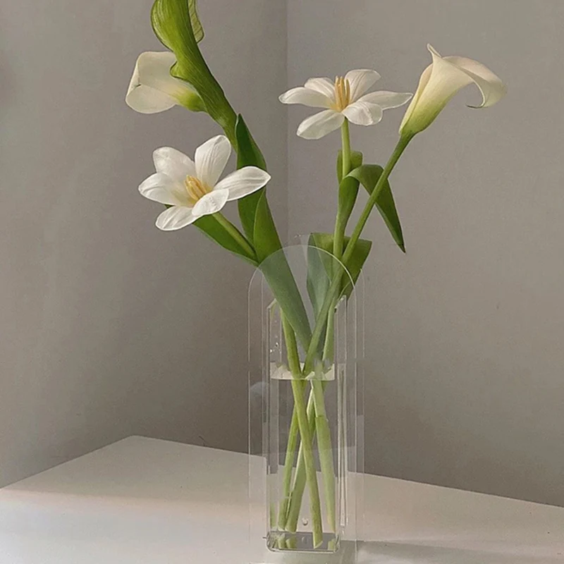 

Nordic Plant Vase Of Flowers Modern Transparent Aesthetic Acrylic Vase Transparent Room Hydroponics Maceteros Minimalist Decor