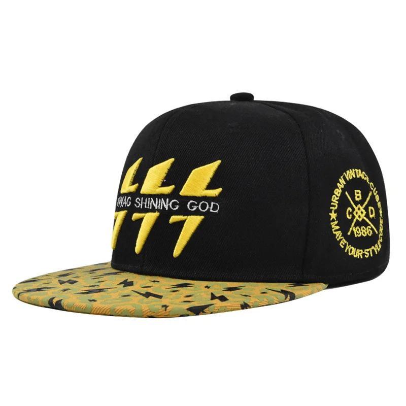 

Lightning Embroidery Snapback Summer Sunscreen Trucker Hats Outdoor Hip Hop Breathable Sun Cap Cotton Adjustable Baseball Cap