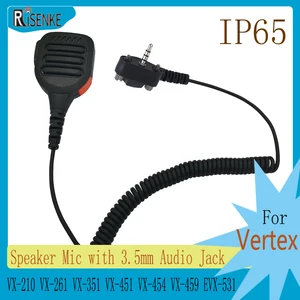 RISENKE Speaker Mic with 3.5mm Audio Jack for Vertex VX-210 VX-410 VX-231 VX-261 VX-264 VX-351 VX-451 VX-454 VX-459 EVX-531, IP65