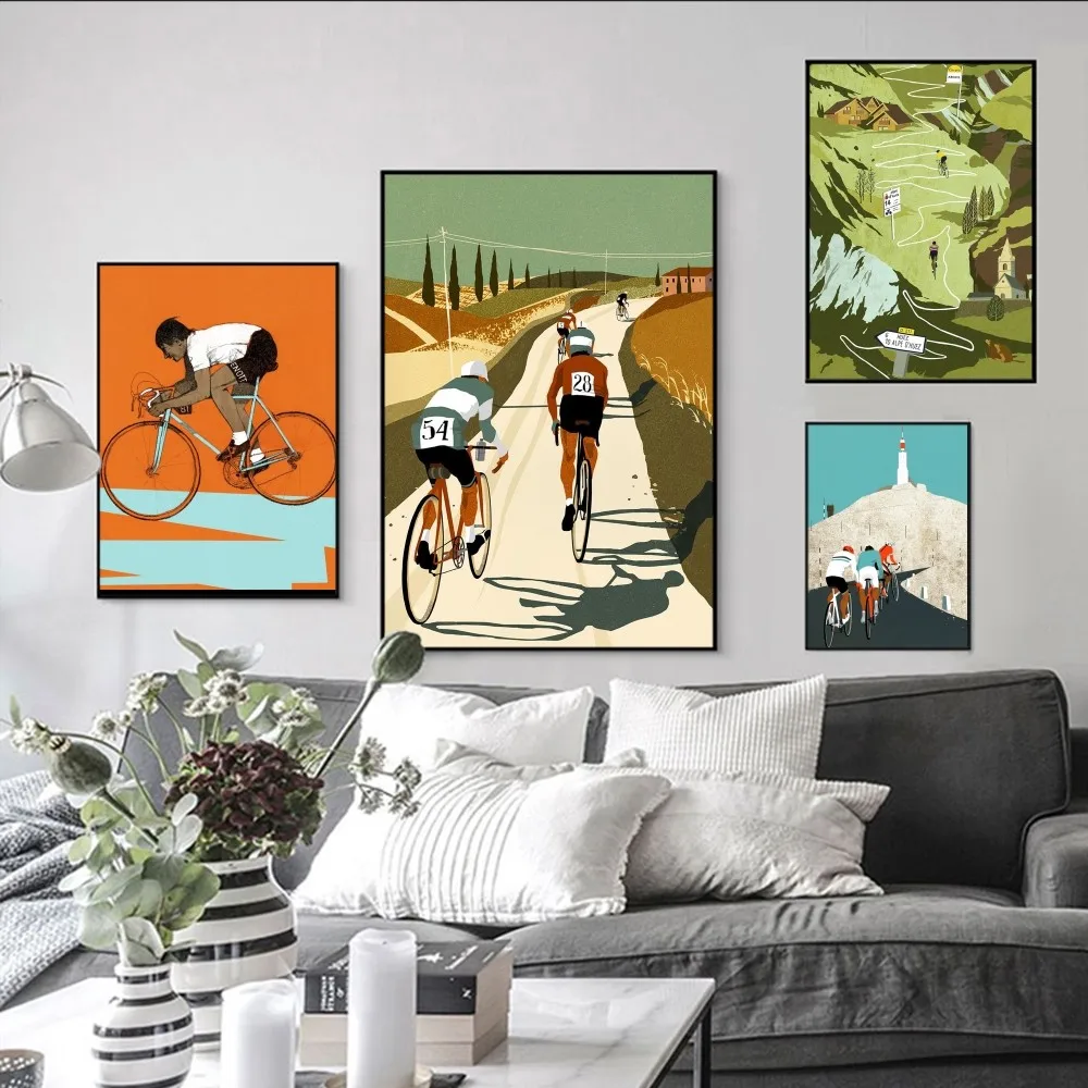 

The Cyclist's Bucket List Poster Self-adhesive Art Poster Retro Kraft Paper Sticker DIY Room Bar Cafe Vintage Decorative Paint