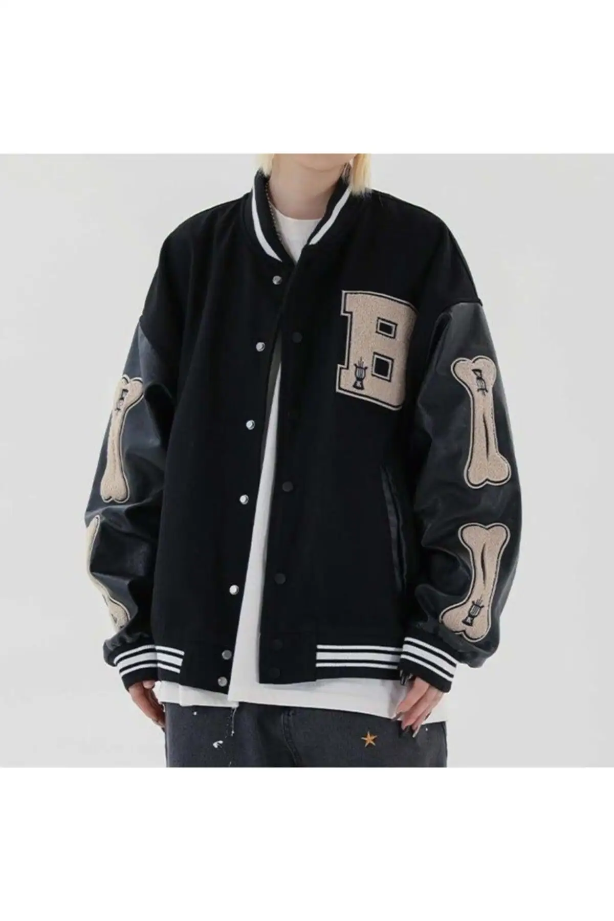 

Bone College Jacket Oversize women men new fashion hıphop 2022 modo