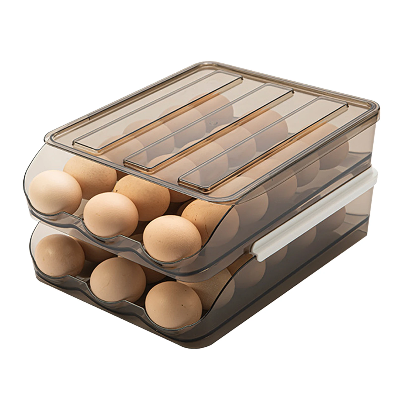 

Egg Holder For Refrigerator Auto Rolling Egg Container Clear Organizer Bin Stackable Egg Organizer With Lid Egg Storage