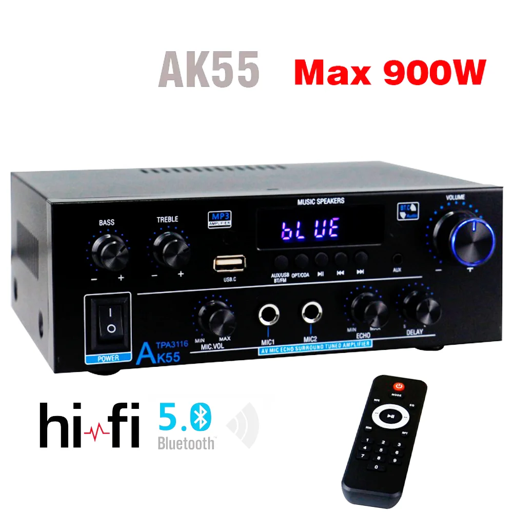 

Auto-partner HiFi аудиоусилитель цифровой Bluetooth AMP RMS 70 Вт + 70 Вт канал 2,0 входы FM-радио AK55