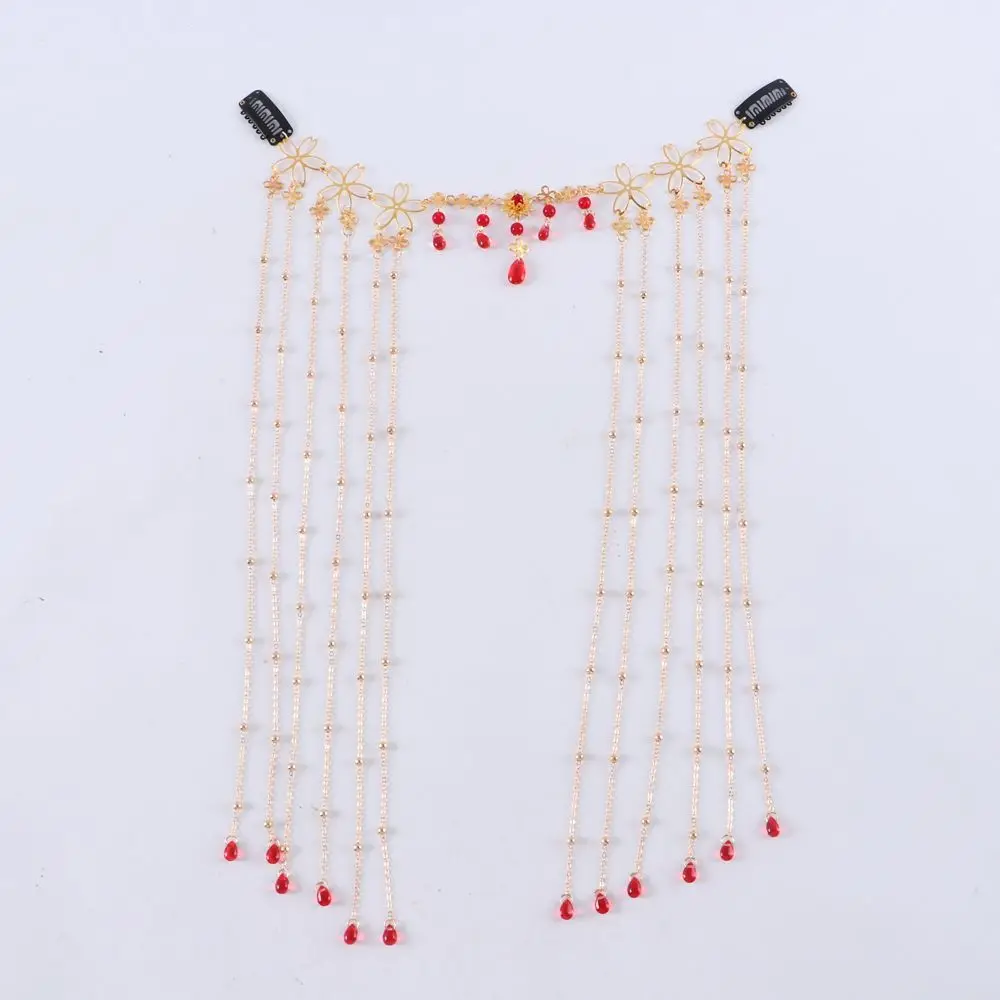 

Chinese Style Women's Flower Hairpin Girl Long Chain Hair Clips Retro Hanfu Accessories Tassel Forehead Barrettes Headdress