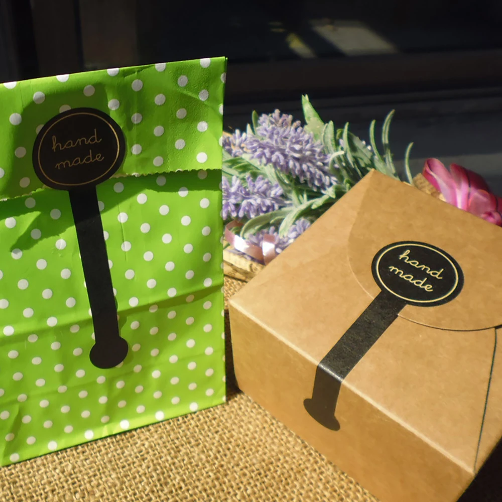 Наклейка «Ручная работа», 100 шт., черная, для упаковки тортов ручной работы, герметичная этикетка, наклейка для выпечки, стикер s 3x10 см