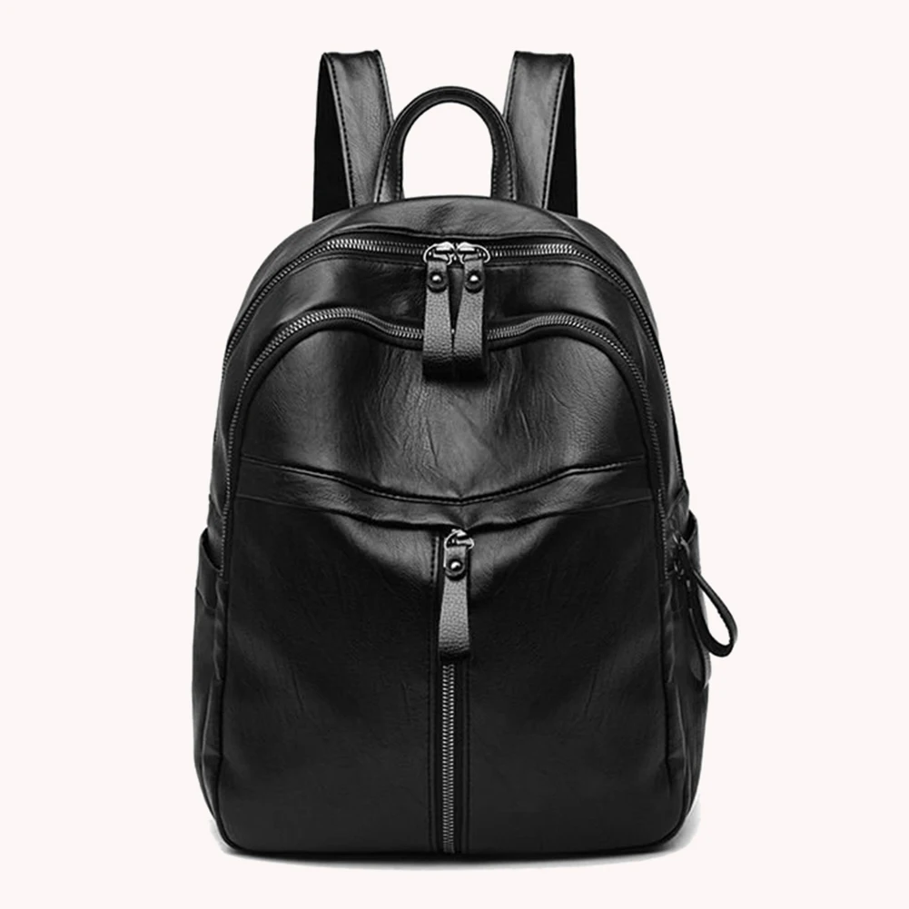 

Винтажный женский рюкзак для покупок из искусственной кожи, однотонный вместительный школьный ранец для студентов, Женский дорожный рюкза...