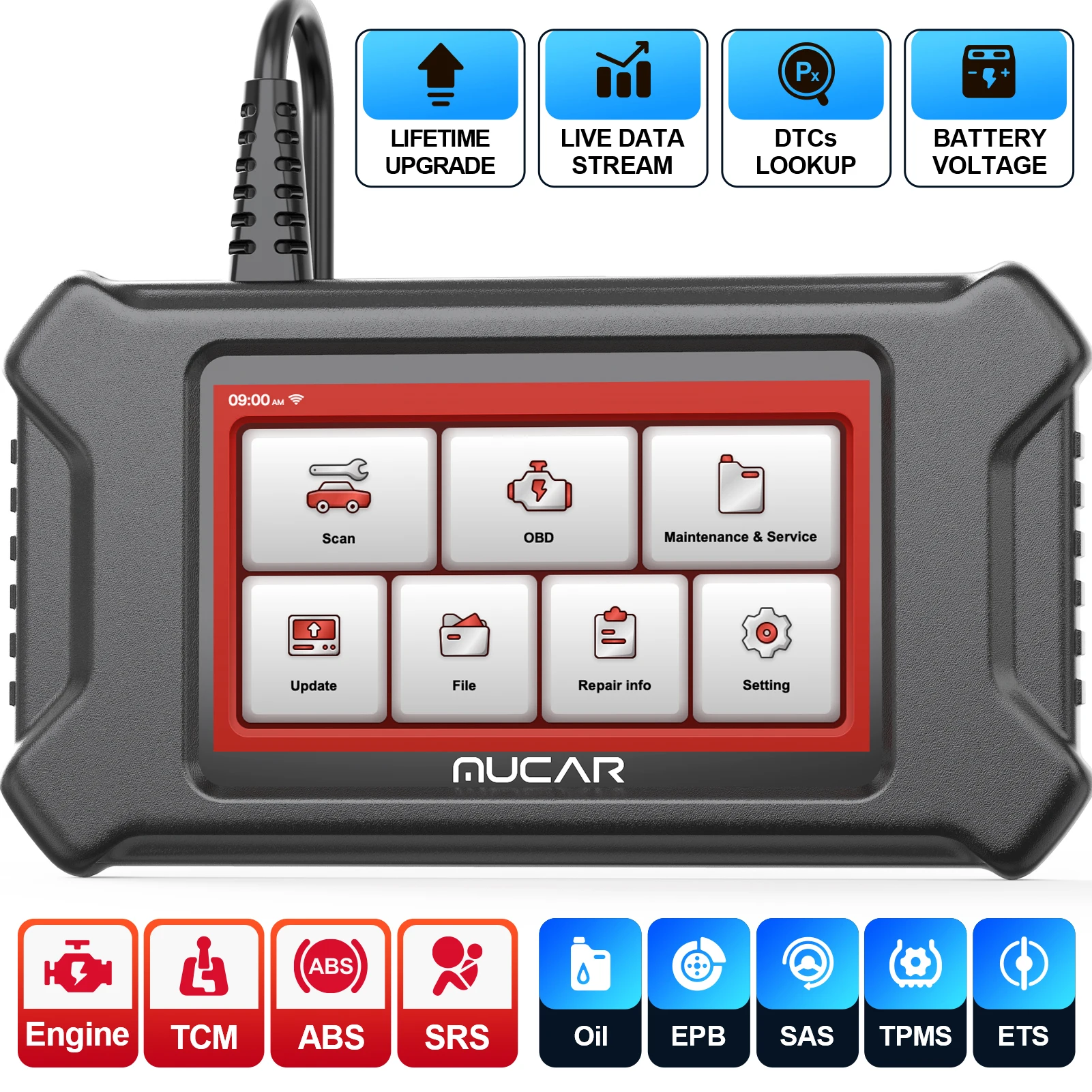 

MUCAR CS4 Obd2 Diagnostic Tool Auto OBD2 Scanner For All Car Oil/EPB/SAS/TPMS/TBA Reset Code Reader Lifetime Free Update