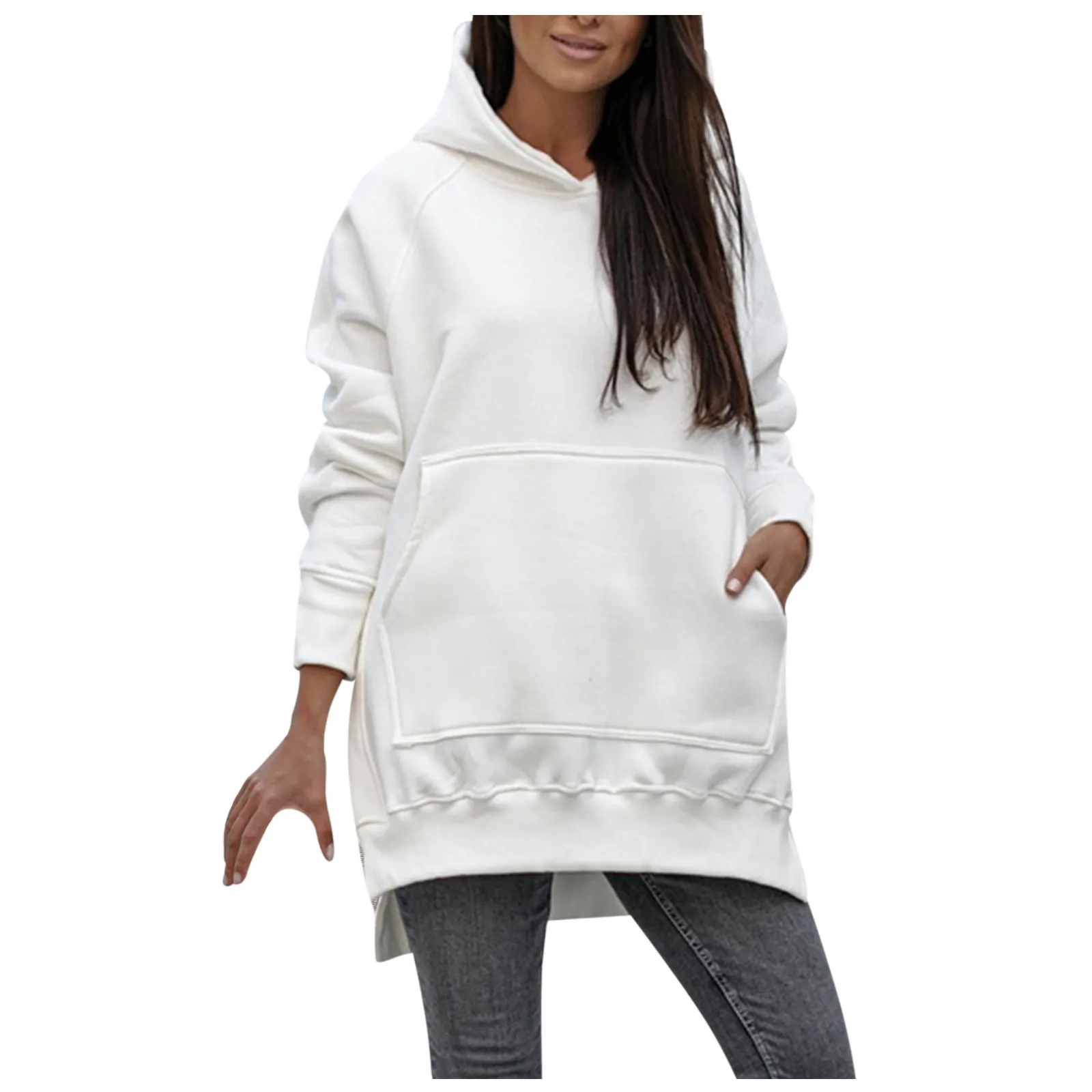 

Women Casual Blouse Top Solid Shirt Long Sleeve Short Pullover Loose Hooded Sweatshirt Winter Warm Retro Gothic Oversized Hood
