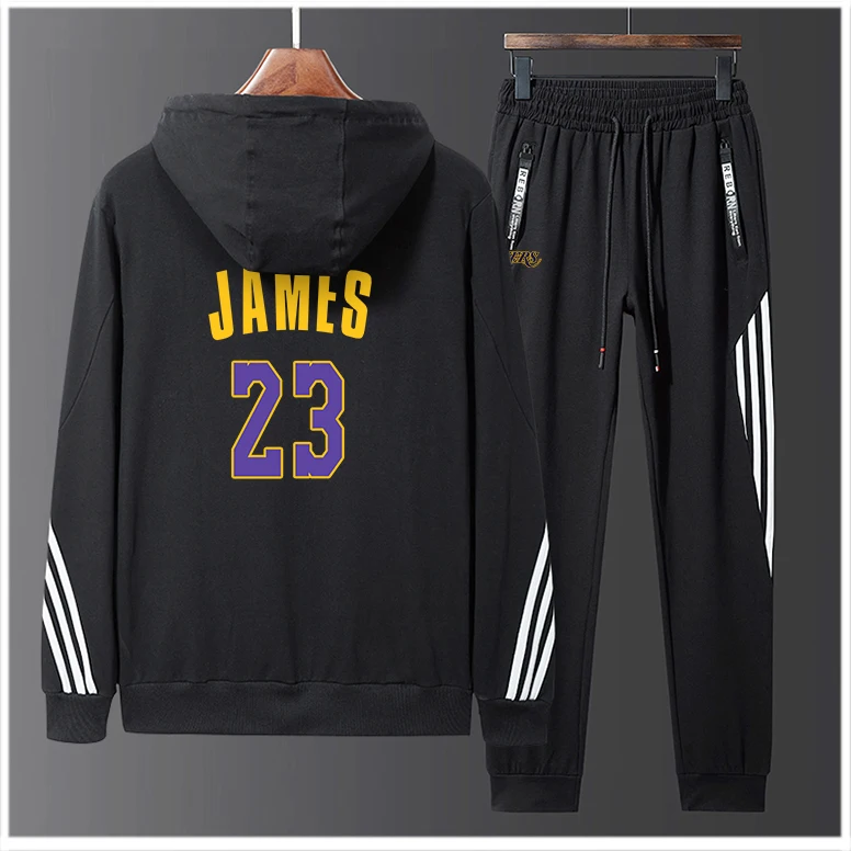 

2022 Mens Casual Sleeve Clothing Trend Slim Fit Basketball Jerseys Cotton #23 James Sweatshirt Hoodies Jacket Set Zipper