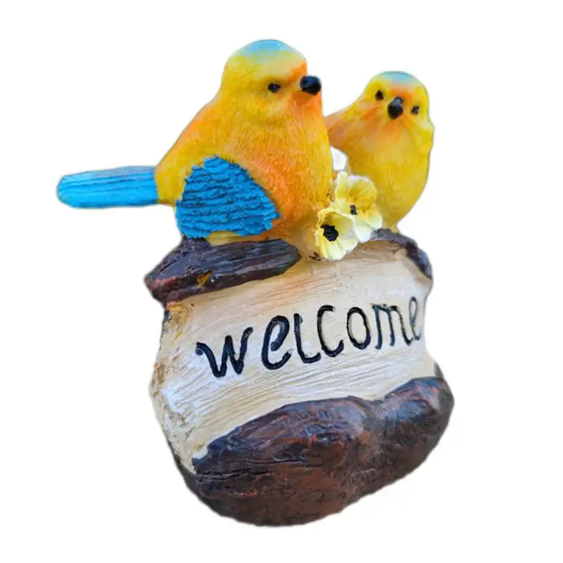 

Bird Statue Welcome Sign Sculptures Statues Resin Bird Decorative Figurines Animal Garden Statues For Shelf Outdoor Indoor Home