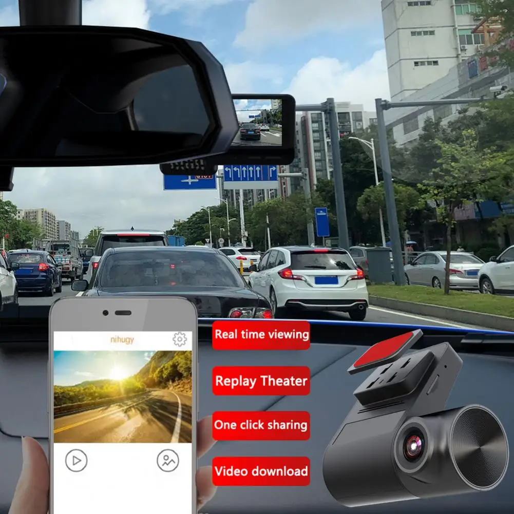 Скрытый автомобильный широкоугольный видеорегистратор 170 ночное видение Wi-Fi 720P