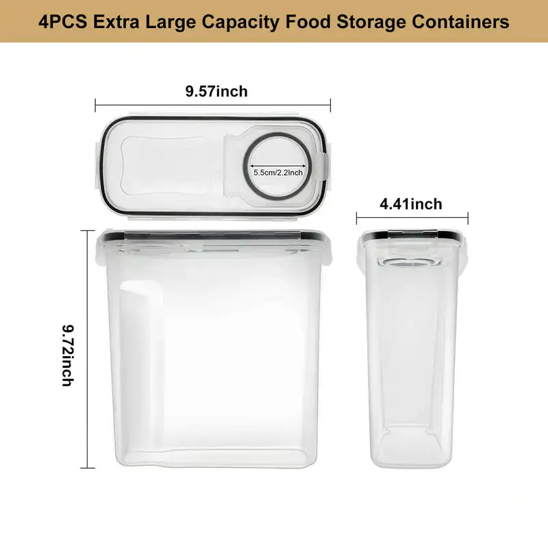 

Large Cereal Storage Containers Stackable Sealed Food Containers Bpa Free with Labels and Pens Moisture and Insect Resistant Ric