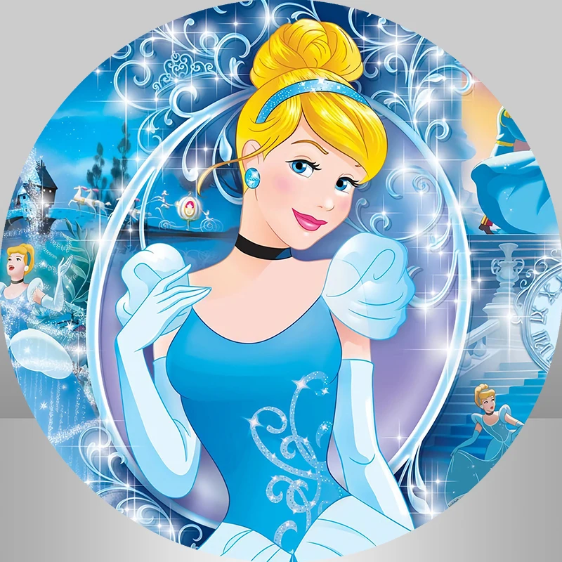 

Disney Princess Party Background Decors Round Customized Backdrop Children's Birthday Decoration Wedding Banner