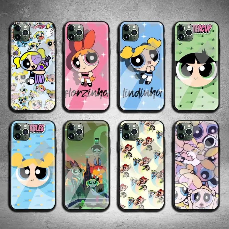 

Powerpuff Girls Phone Case Tempered Glass For iPhone 13 12 11 Pro Mini XR XS MAX 8 X 7 6S 6 Plus SE 2020 cover