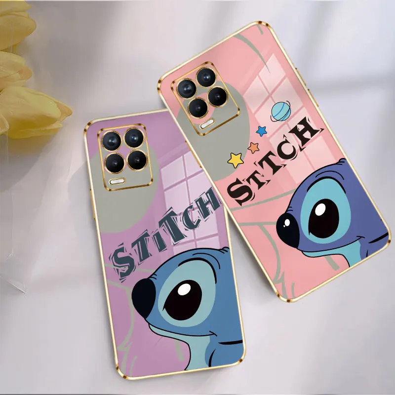 

Case Coque for Realme 8 9 8i 9i 7i 6 5 Pro V13 5G K7x 6i 6s C17 5s 5i Plus 3i Gold Plating Phone Fashion Stitch Cartoon Disney