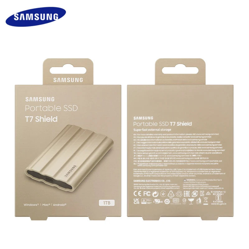 Оригинальный внешний твердотельный накопитель SAMSUNG T7 Shield USB 3. 0 Type-C 1 ТБ чтение до 3