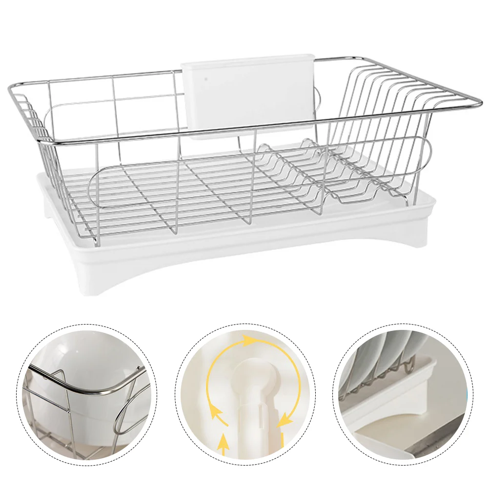 

Stainless Steel Dish Racks Cutlery Drainer Rustproof Kitchen Utensil Household Home Strainer White Accessory Utensils