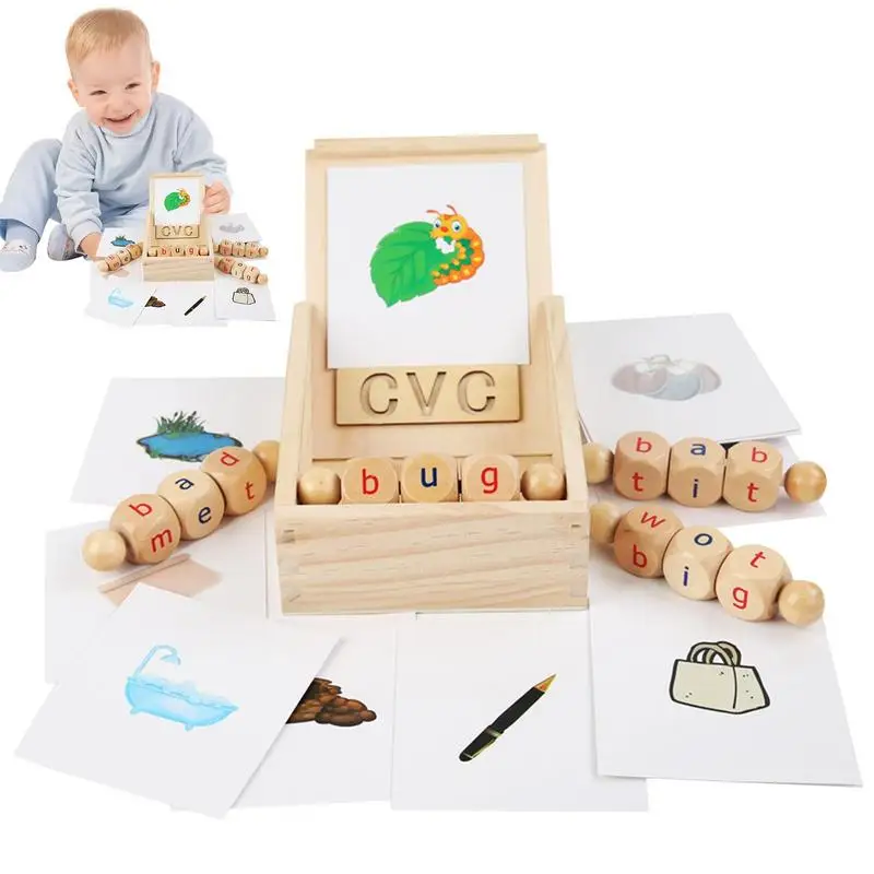 

Новый блок-головоломка Монтессори с буквами правописания, развивающая игрушка, вращающийся деревянный блок-головоломка, развивающая игрушка