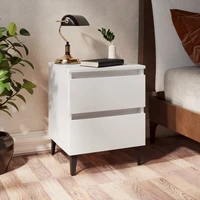 2 pcs bedside cabinet with metal legs chipboard nightstands side table bedrooms furniture white 40x35x50 cm