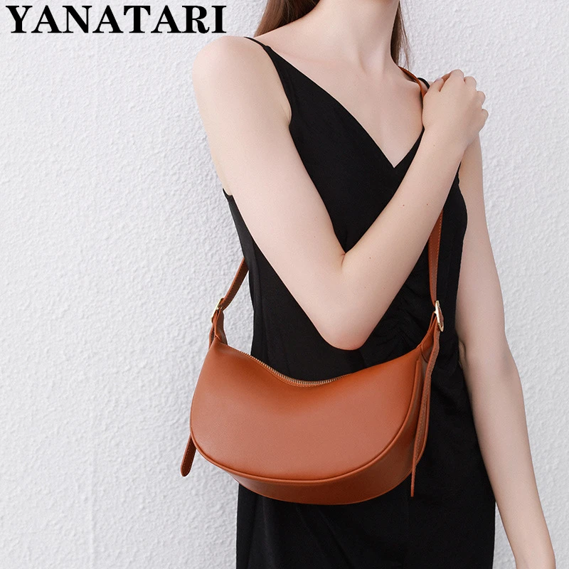 

New Vintage Women's Crossbody Bag Fashion Soft Leather Large Capacity Simple Dumpling bag Shoulder Bag Cowhide saddle bag