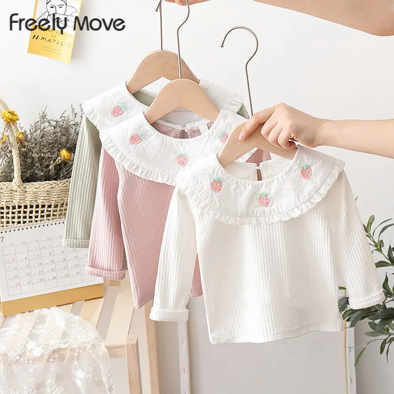

Freely Move Toddler Kid Baby Girls Clothes Summer Cotton T Shirt Long Sleeve Bow Ruffles tshirt Children Top Infant Outfit