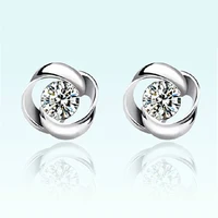 new silver rotating simple retro silver earrings ladies girl earrings sterling silver jewelry temperament luxury jewelry
