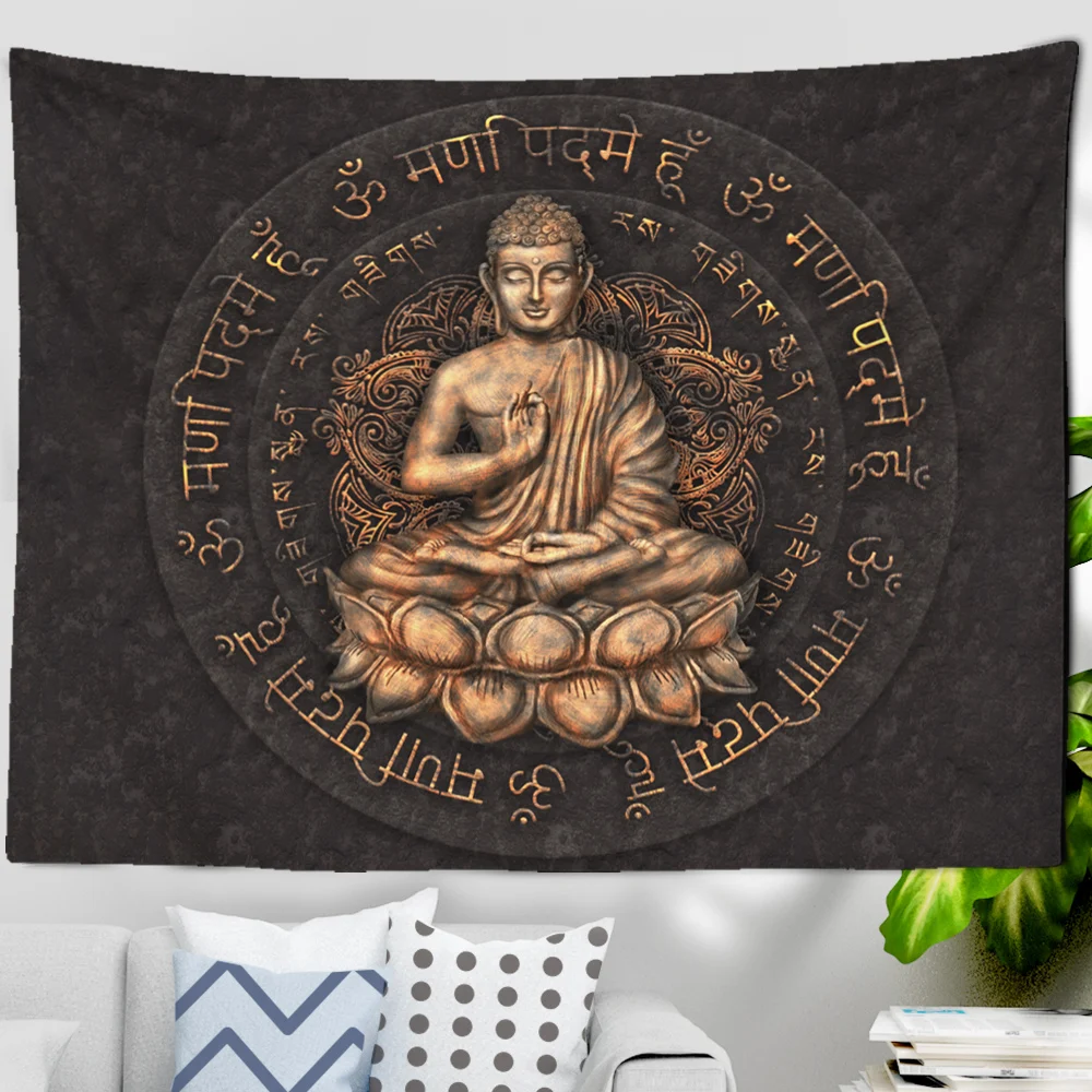 

Tapiz colgante de pared con diseño de Buda, Tapiz de estilo indio bohemio con diseño de Mandala, para decoración del hogar