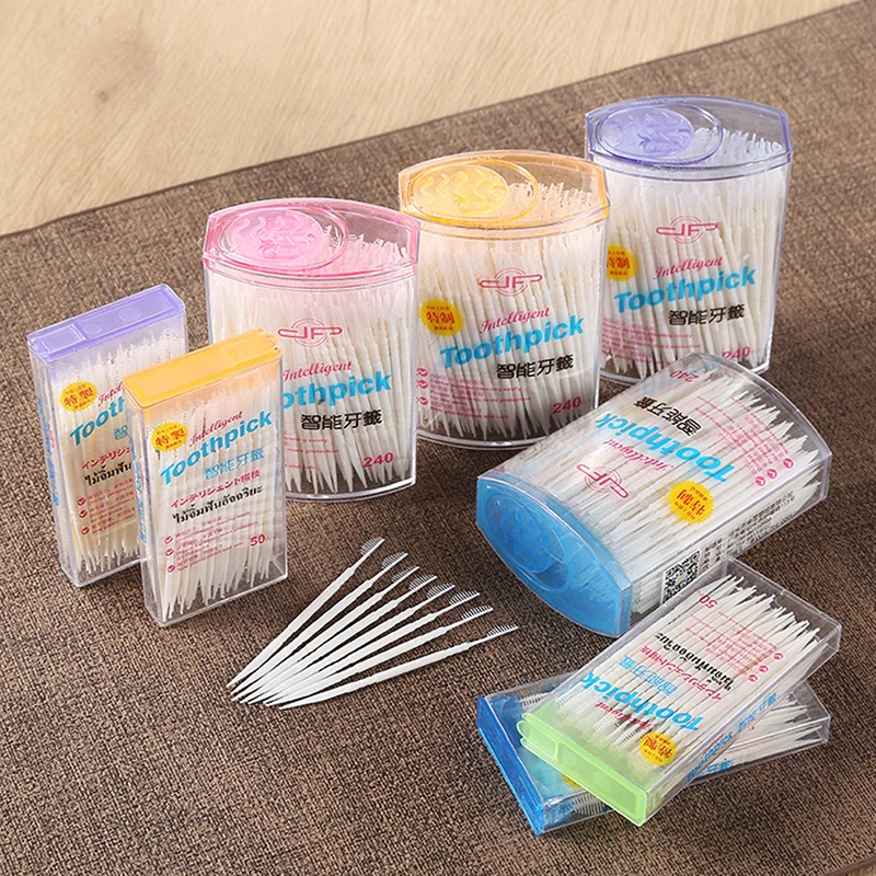 

50/240 Pcs Double-end Tooth Stick Superfine Toothpicks Brush Dental Oral Care Clean Teeth Food Residue Tools