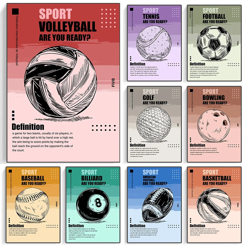 Football Basketball Golf Ball Art Posters Canvas Painting Wall Art Print Picture For Living Room Home Decor
