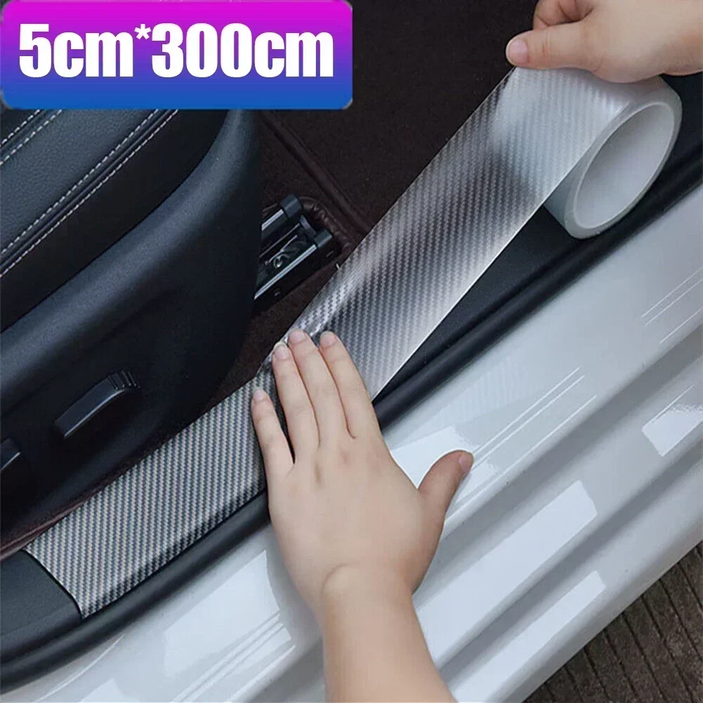 

1x300 см * 5 см защитный порог автомобиля наклейка против царапин прозрачная защитная пленка из углеродного волокна