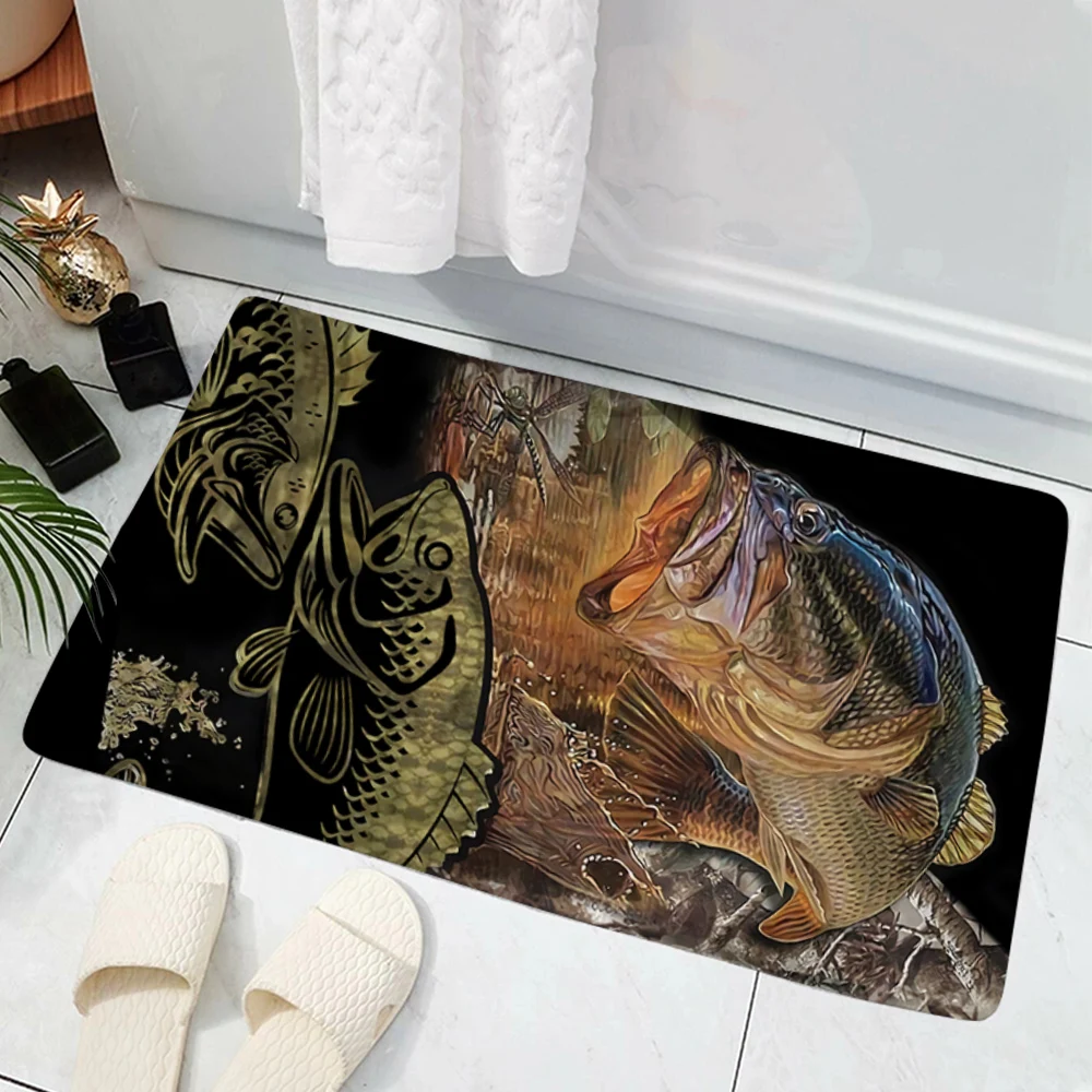 

Индивидуальный Коврик для ловли окуня, домашний коврик, прямоугольный напольный коврик, Супер Мягкий впитывающий дверной коврик для ванной...