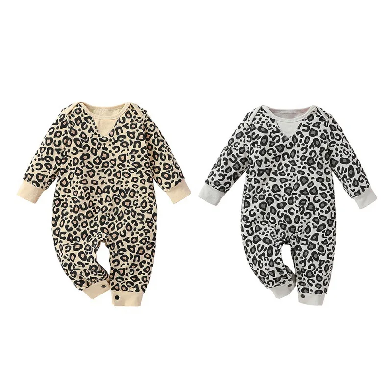 

Long Sleeve Leopard Print Romper Newborn Romper Baby Bodysuit