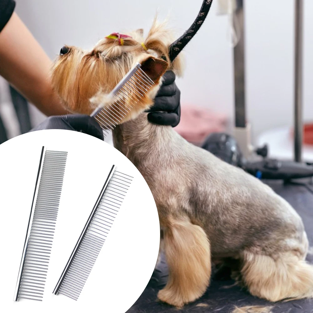 

Stainless Steel Pet Comb With Double Teeth Professional Pet Grooming Tool For Removing Hair Knots