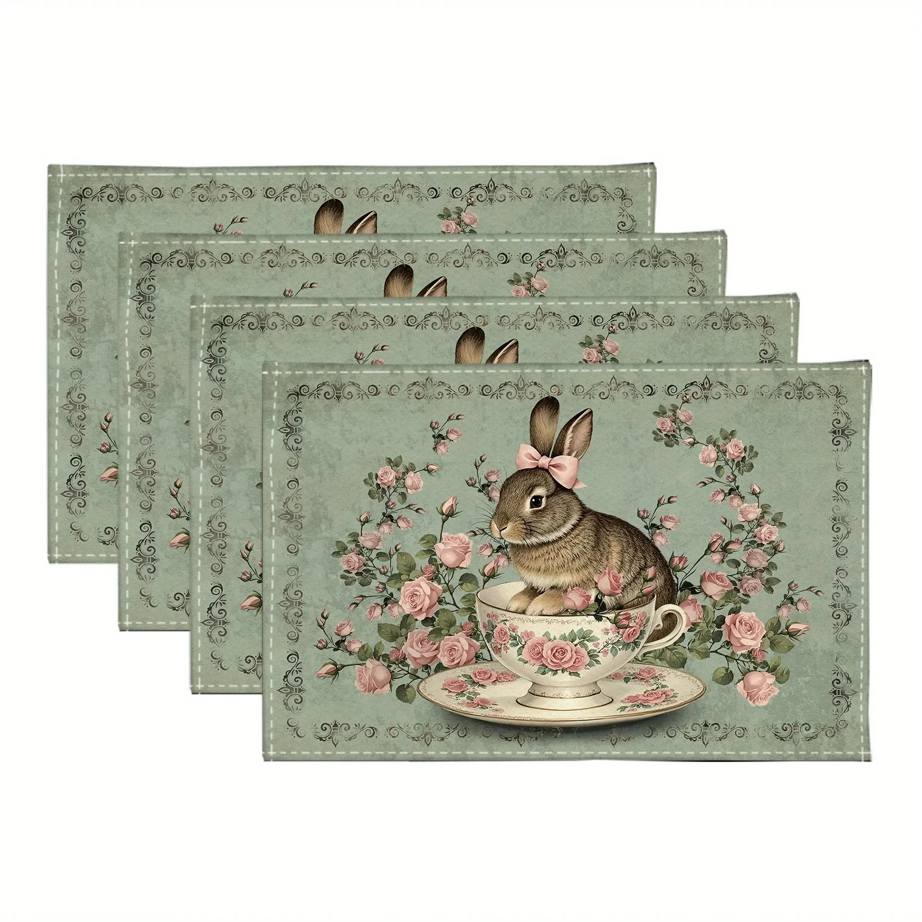 

Льняные салфетки с кроликом, набор из 4 штук