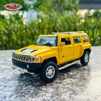 msz 132 hummer h3 yellow alloy car model childrens toy car die casting with sound and light pull back function