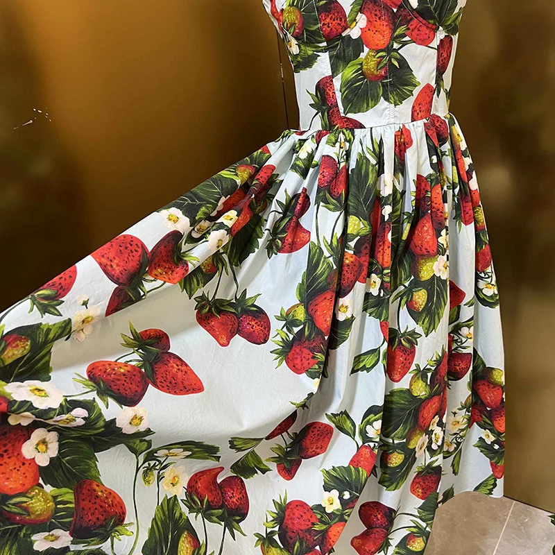 2023 Модные Дизайнерские летние хлопковые женские платья на бретельках с