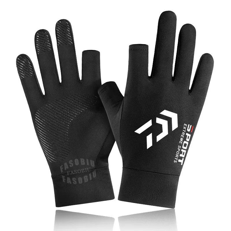 

Мужские летние перчатки для рыбалки Daiwa, тонкие солнцезащитные перчатки из вискозы, Нескользящие перчатки с двумя пальцами для сенсорных эк...