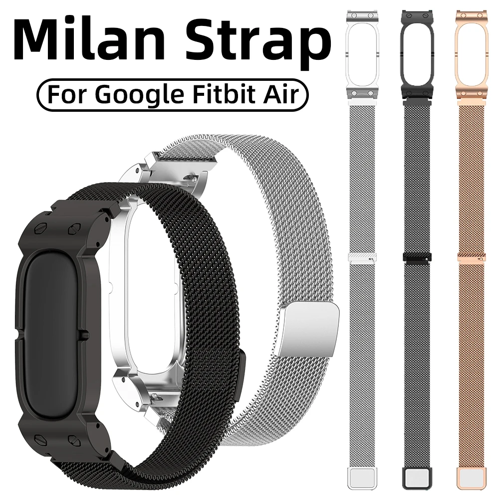 Фото Миланский ремешок для часов Fitbit Air, сменный сетчатый ремешок из нержавеющей стали, магнитный браслет, металлический браслет для мужчин и женщин №1