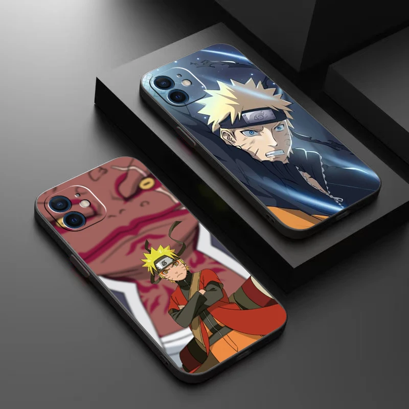 

Japanese NARUTO Anime Phone Case For Funda iPhone 13 12 11 Pro Max 13 12 Mini X XR XS Max 6 6s 7 8 Plus Black Liquid Silicon