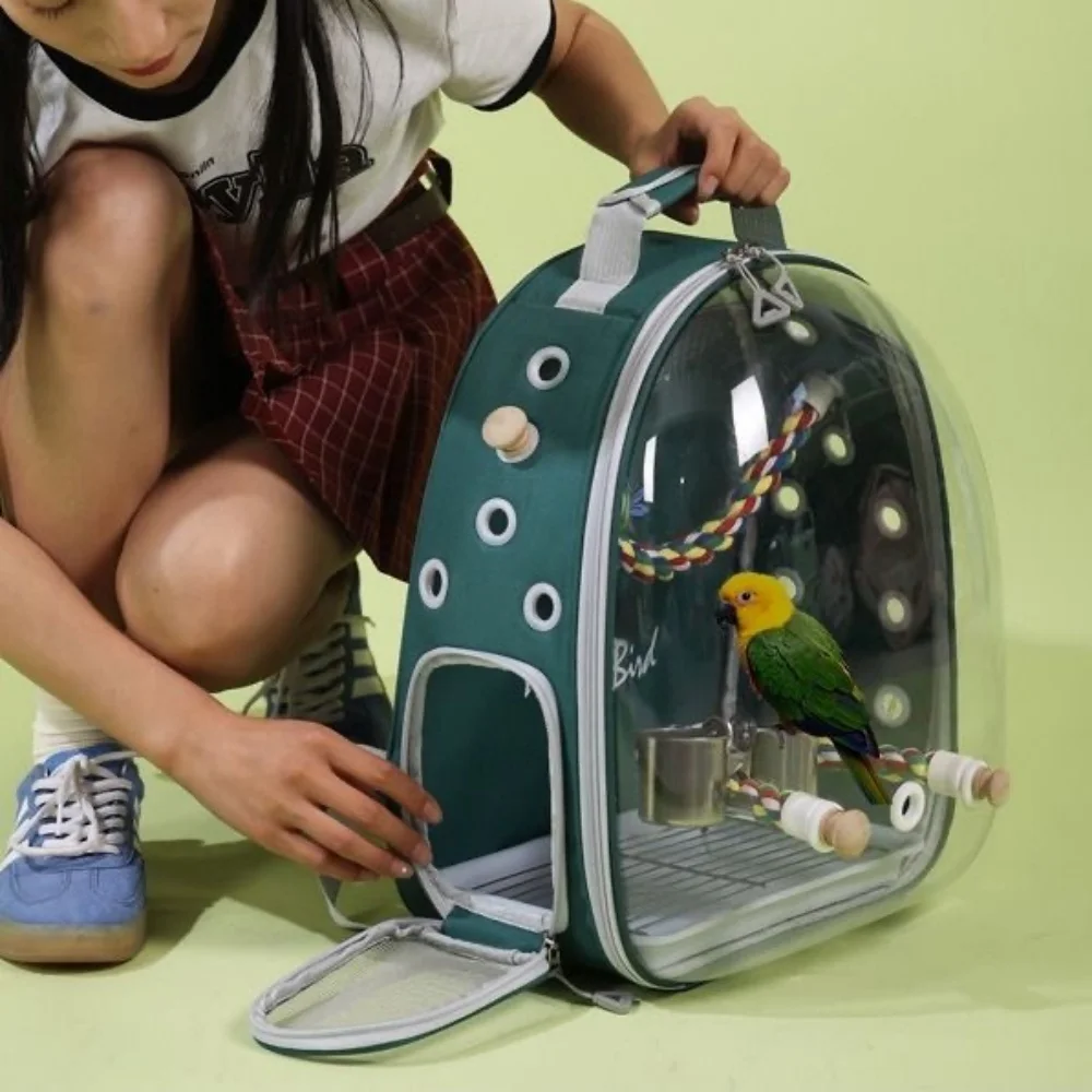 Рюкзак-переноска для птиц с веревкой и подносом попугаев
