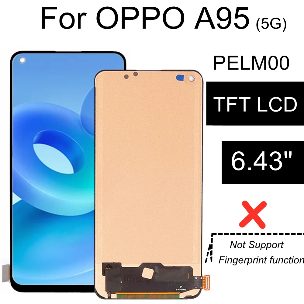 6.43" TFT LCD For OPPO A95 5G PELM00 LCD Display Touch Screen Assembly Replacement