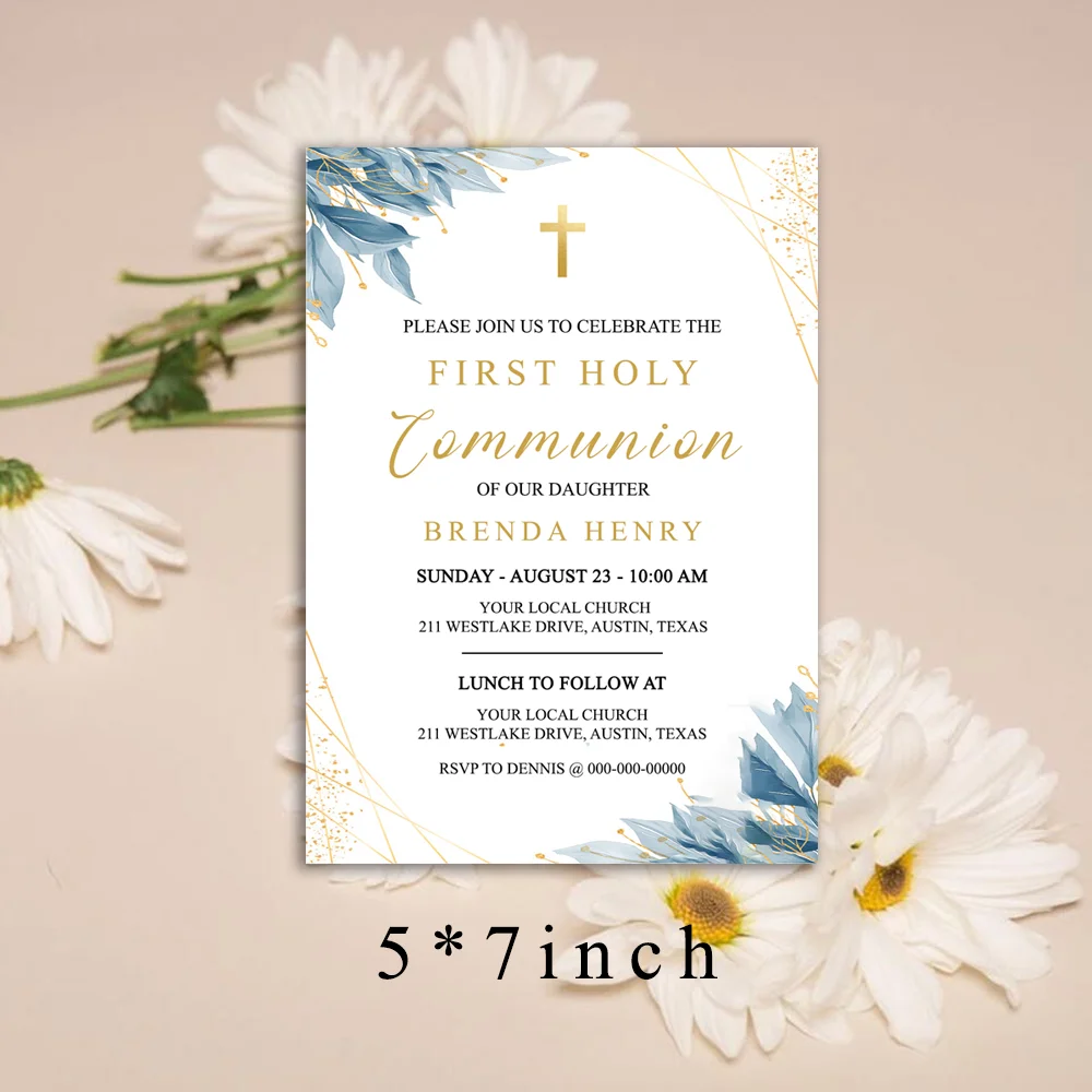 Персонализированная пригласительная карта на первое священное причастие для