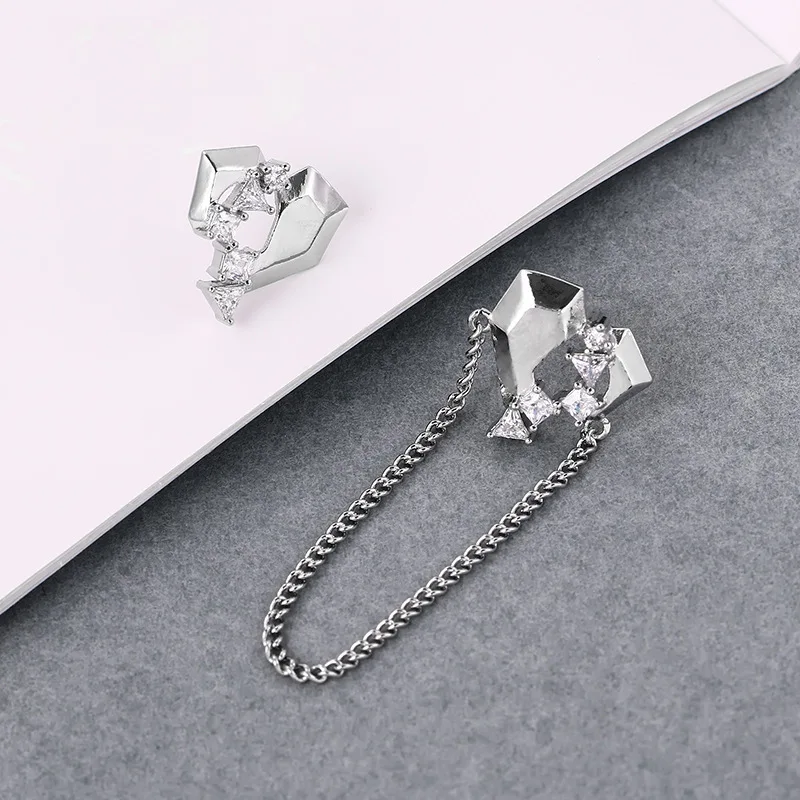 

Женские асимметричные серьги-кисточки gsell, асимметричные серьги в форме разбитого сердца с цирконом, геометрической формы, цепочка для влюб...