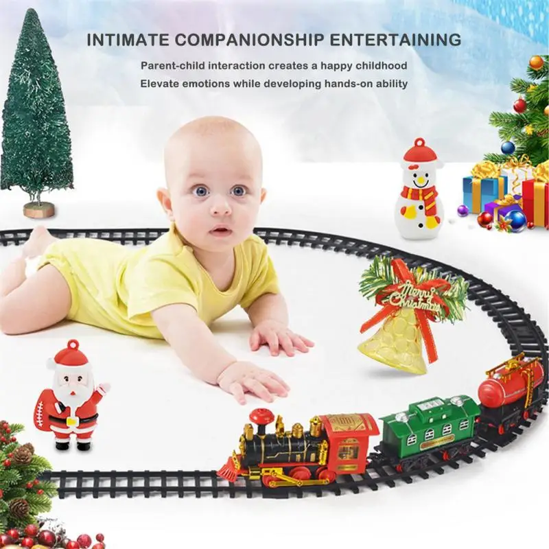 

Christmas Rail Car Burr-free Lighting Railway Toys Electric Train Set Christmas Decoration Diy Tracks Toys Battery Powered 1 Set