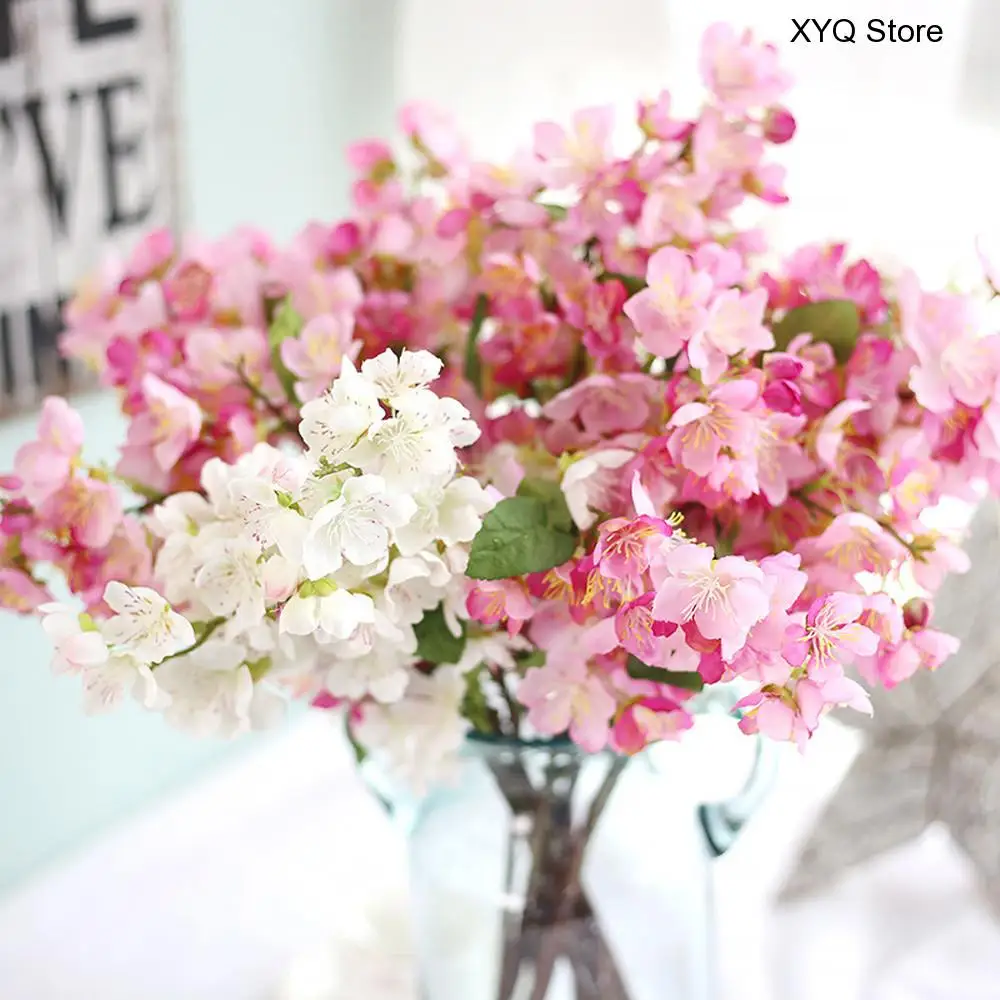 

High Quality Artificial Flowers Leaf Cherry Blossoms Floral Wedding Bouquet Hot Party Decoration New Fleurs Artificielles